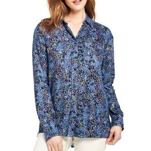 Lands' End Brushed Rayon Collared Top Blue NWT!